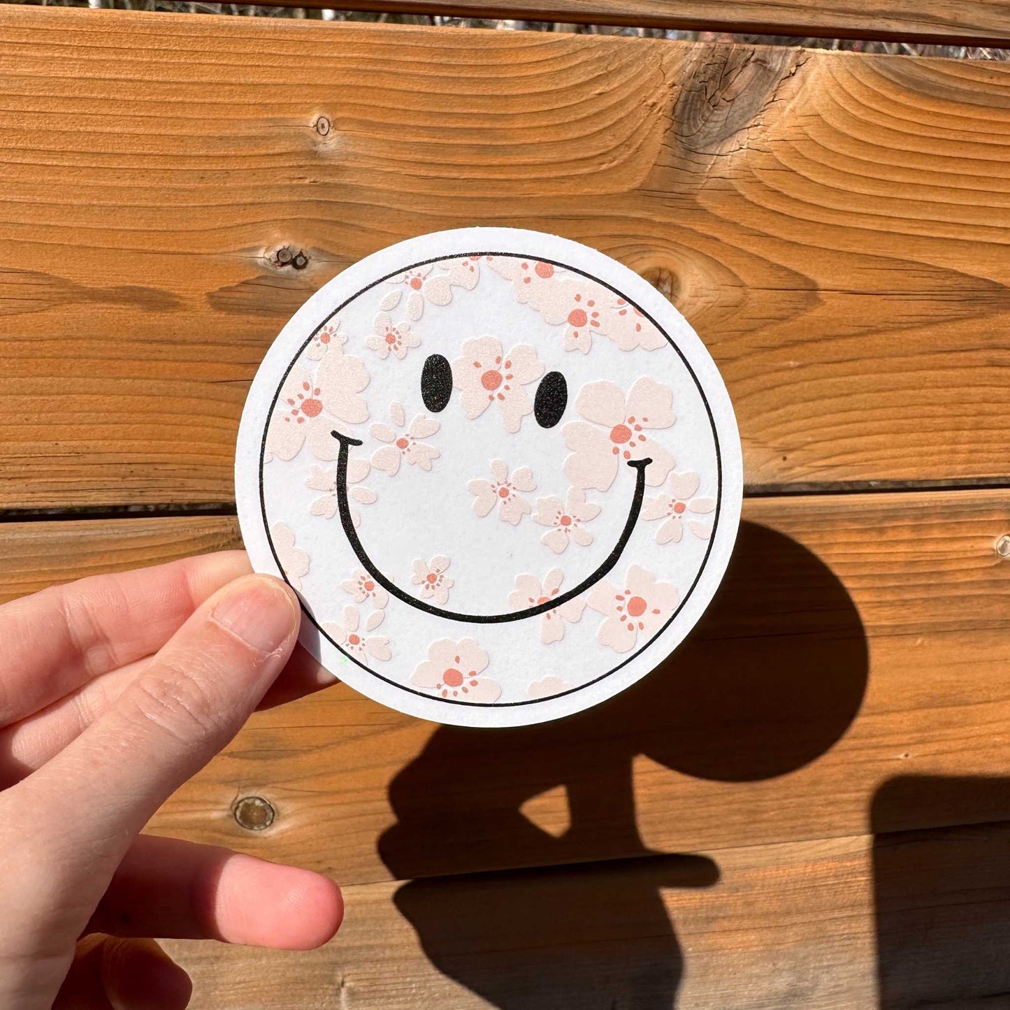 Happy Flower Face Suncatcher Sticker My Sparkling Emporium